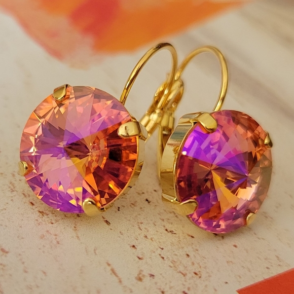 Austrian Crystal Earrings in Gold - Picture 8 of 14